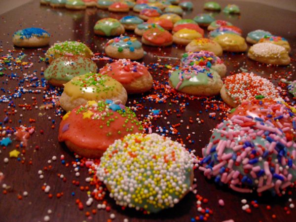 Making bon-bon cookies at a sleepover party