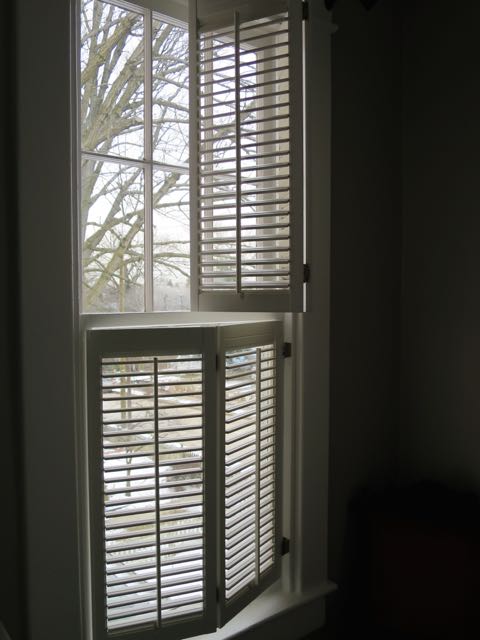 Interior wooden shutters can be found at salvage yards for a fraction of the cost of the same items on eBay